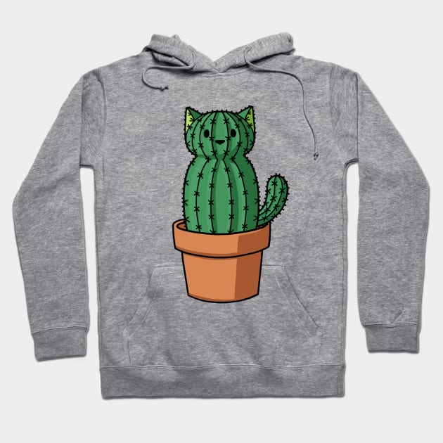 Cat shaped cactus Hoodie by Doodlecats 